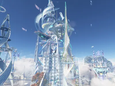 Mega Future Utopia City Low-poly 3D model