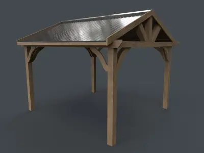 PBR Wooden Pergola Gazebo C6 Low-poly 3D model
