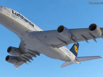  Lufthansa Airbus A380 Rigged 