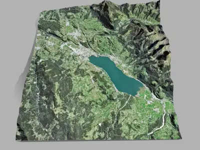 Mountain landscape and city Sarnen Switzerland 3D model