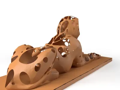 Human Sphinx Dust Voronoi Low-poly 3D model