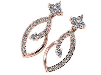 light Wight white gold diamond Earring-Nk-55ER 3D print model