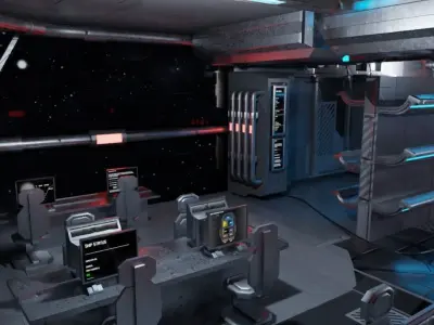 Spaceship - Cyberpunk style Low-poly 3D model
