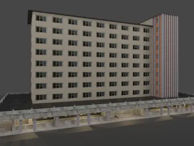 Industrial Building Low-poly 3D model
