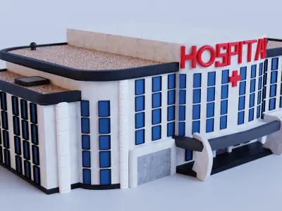 Modern hospital Building Polyclinic if you prefer Low-poly 3D model