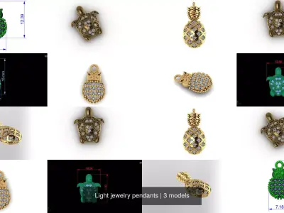 Light jewelry pendants 3D Model Pack