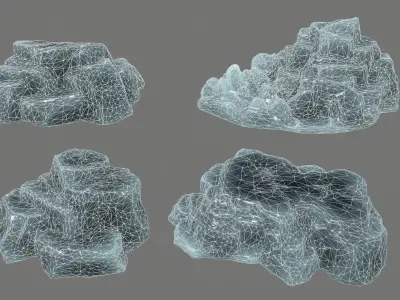 Rock Set piece of Low-poly 3D model