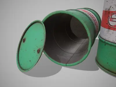 Barrels green used Low-poly 3D model