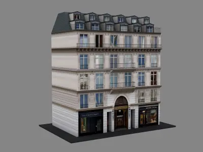 Typical Parisian Apartment Building 10 Low-poly 3D model