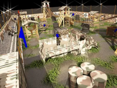 3D paintball site with full details and real scale one by one 3D model