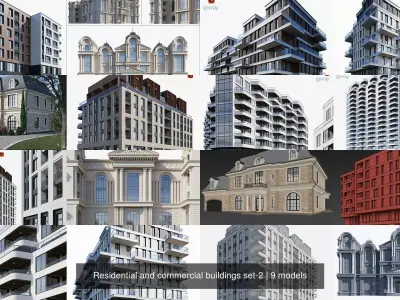 Residential and commercial buildings set-2 3D Model Pack