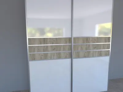 Wardrobe with two sliding doors 3D model