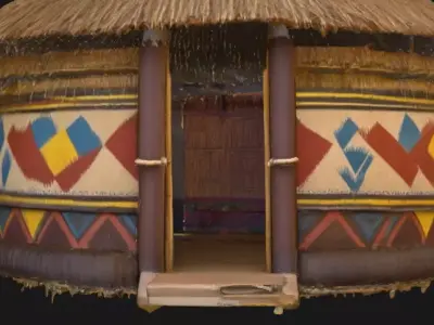 Traditional Circular Hut Low-poly 3D model