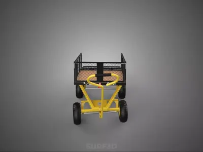 TILTING LIFT MESH BED DUMP GARDEN WAGON FOUR CARGO CAGE CART 4W 3D model
