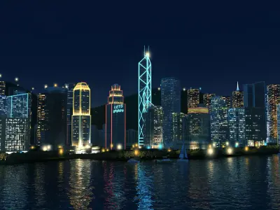 Hong Kong Night View  Hong Kong Nightscape  Victoria Harbour 3D model
