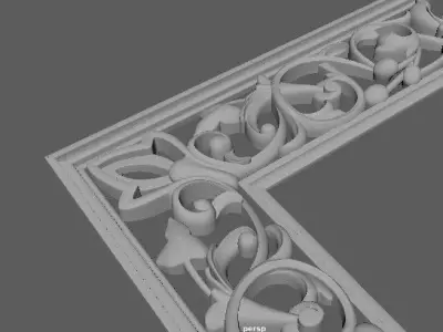 mirror gold ornate frame 3D model 7