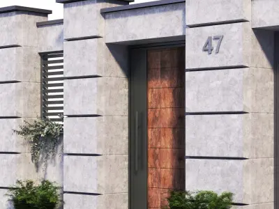 Fence outdoor wall facade Low-poly 3D model