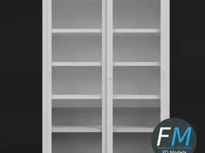 Office cabinet with glass doors 3D model