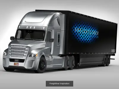 Trucks Collection semi truck with lights 3D Model Pack