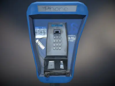 Stylized Payphone Low-poly 3D model