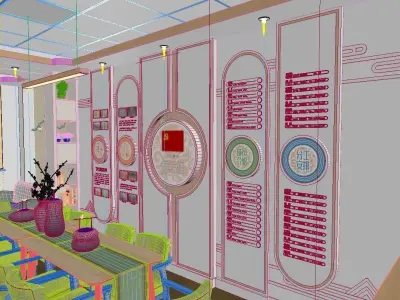 Complete scene of lounge Party member activity room 3D model