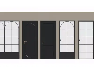 French retro style doors 3D model