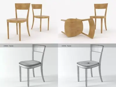 Lotus four different chairs 3D model