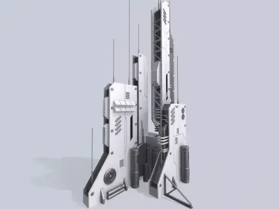 Futuristic building Low-poly 3D model shop