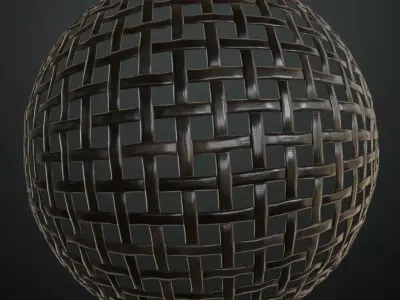 Dark Open Weave Mesh PBR Seamless Texture