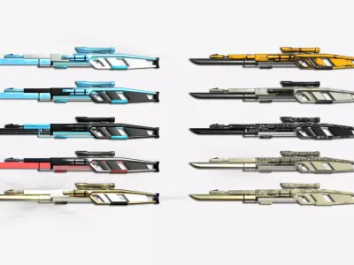 10 SciFi Sniper Gunblade A Collection - Fiction Weaponry 3D Model Pack