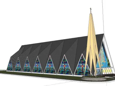 Architecture-Religion-God-Culture-Temple-0126 church with sta... 3D model