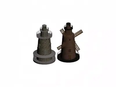 Lighthouse and Windmill Fusion 3D model