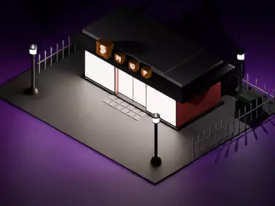 Low Poly Urban Kiosk    Small Shop Low-poly 3D model