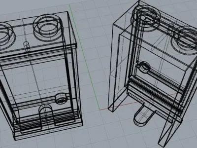 LEGO Door 1x2x3 Left with Open Stud with Hole complate Original  3D print model