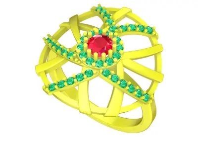 Modern Openwork Diamond Ring for Women  4869 3D print model