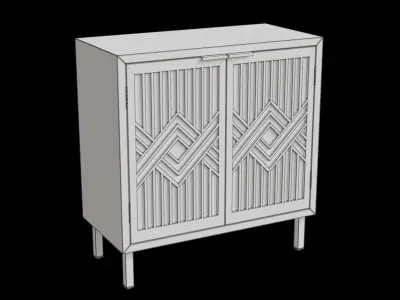 Kaysen 2 Door Accent Cabinet Modern Mirror Front 3D model