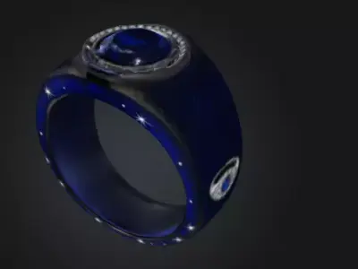 Stunning Blue Sapphire Ring Model for 3D Games 3D model