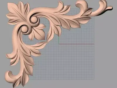 Furniture decorative corner flower 3D STL model for CNC E876 3D model