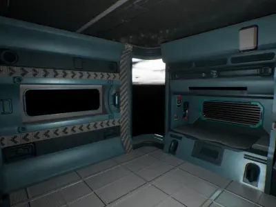 Futuristic chamber Sci-fi simulation Cyber realm High-tech room Low-poly 3D model