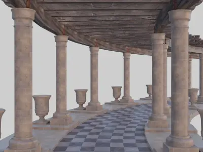 PERGOLA1 pergola with columns and pots 3D model