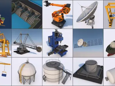 16 Industrial Collection  Low-poly 3D model