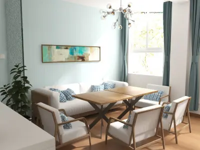 Reception room sofa table and chair bookcase 3D model