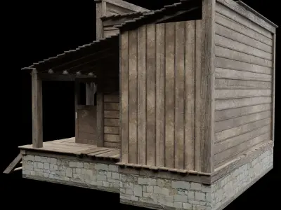 WILD WEST WESTERN HOUSE HUT COTTAGE CABIN BUILDING COLLECTION Low-poly 3D model