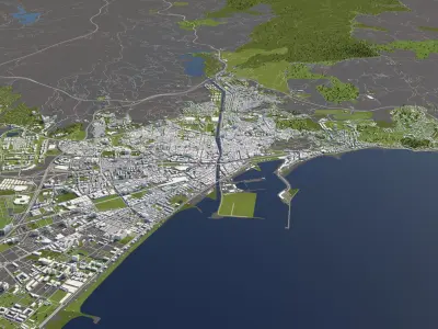 Malaga 50x50km 3D City Map 3D model