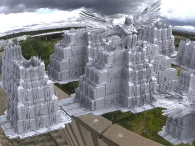 Fantasy architecture Gondor inspired Kit bash 1 3D model