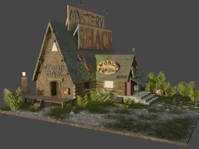 Mystery Shack from cartoon Gravity Falls Low-poly 3D model