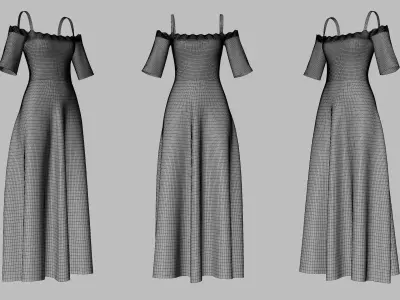 Dress 10 Very Light Blue Low-poly 3D model