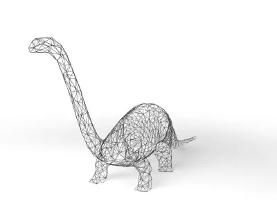 Bronchosaurus Wireframe Low-poly 3D model