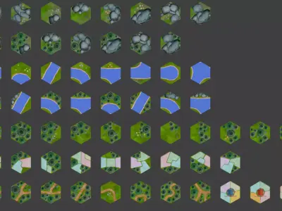 128 Hexlands Low-poly 3D model Low-poly 3D model Low-poly 3D model