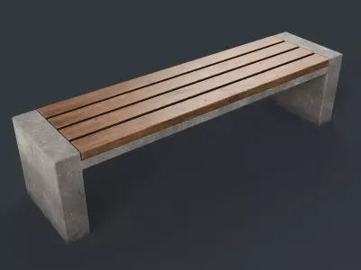 Modern Outdoor Bench 38 PBR Game Ready Low-poly 3D model